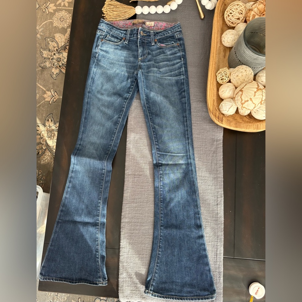 PAIGE Dark Blue Stretch Flare Jeans